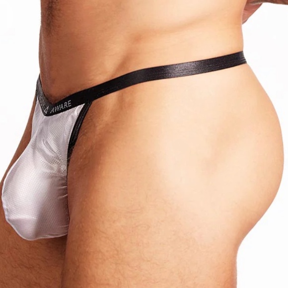 Men's Bodyaware Rip Stop Logo Nylon Thong in White or Magenta - Size Small, NWT - Picture 2 of 8